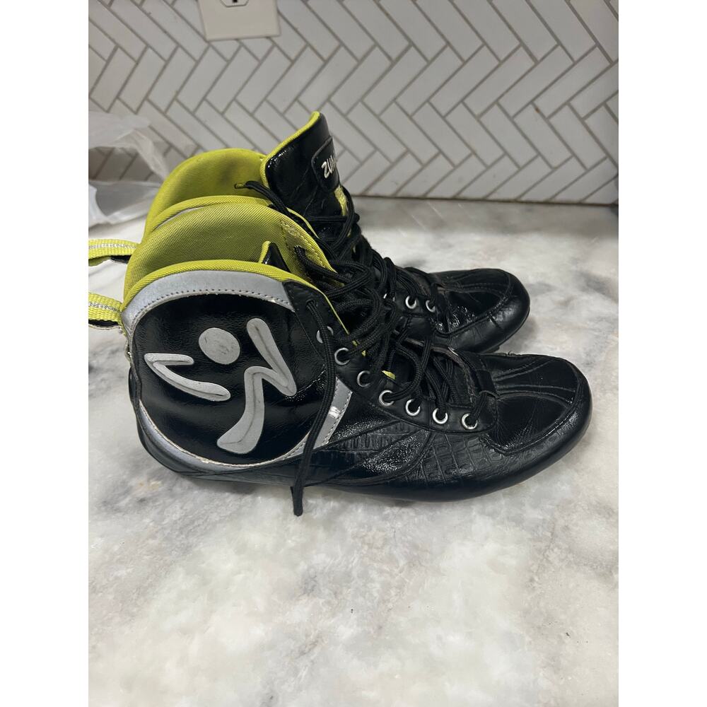 Zumba Fitness High Top Dance Sneakers Black Neon Yellow Women’s Size 7